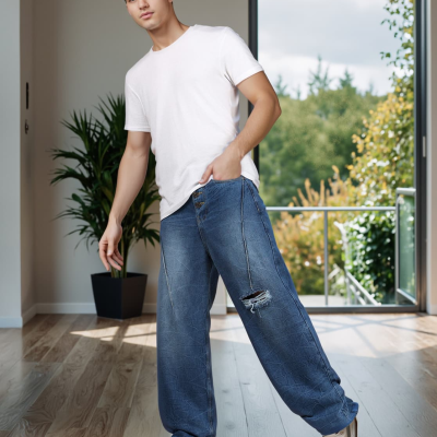 Mid-Wash Light Distressed Jeans
